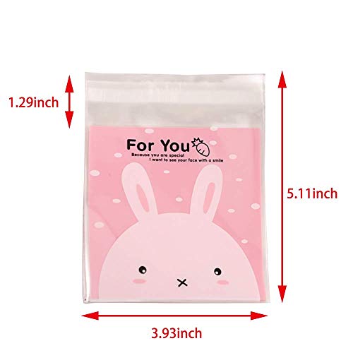 Chocozone Pack of 100 Self Adhesive Guddy Bags Party Favor Bags Cookie Bags Chocolate Pouches Birthday Party Return Gift Bags (Pink) - Image 2