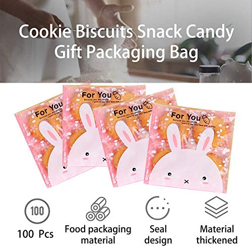 Chocozone Pack of 100 Self Adhesive Guddy Bags Party Favor Bags Cookie Bags Chocolate Pouches Birthday Party Return Gift Bags (Pink) - Image 3