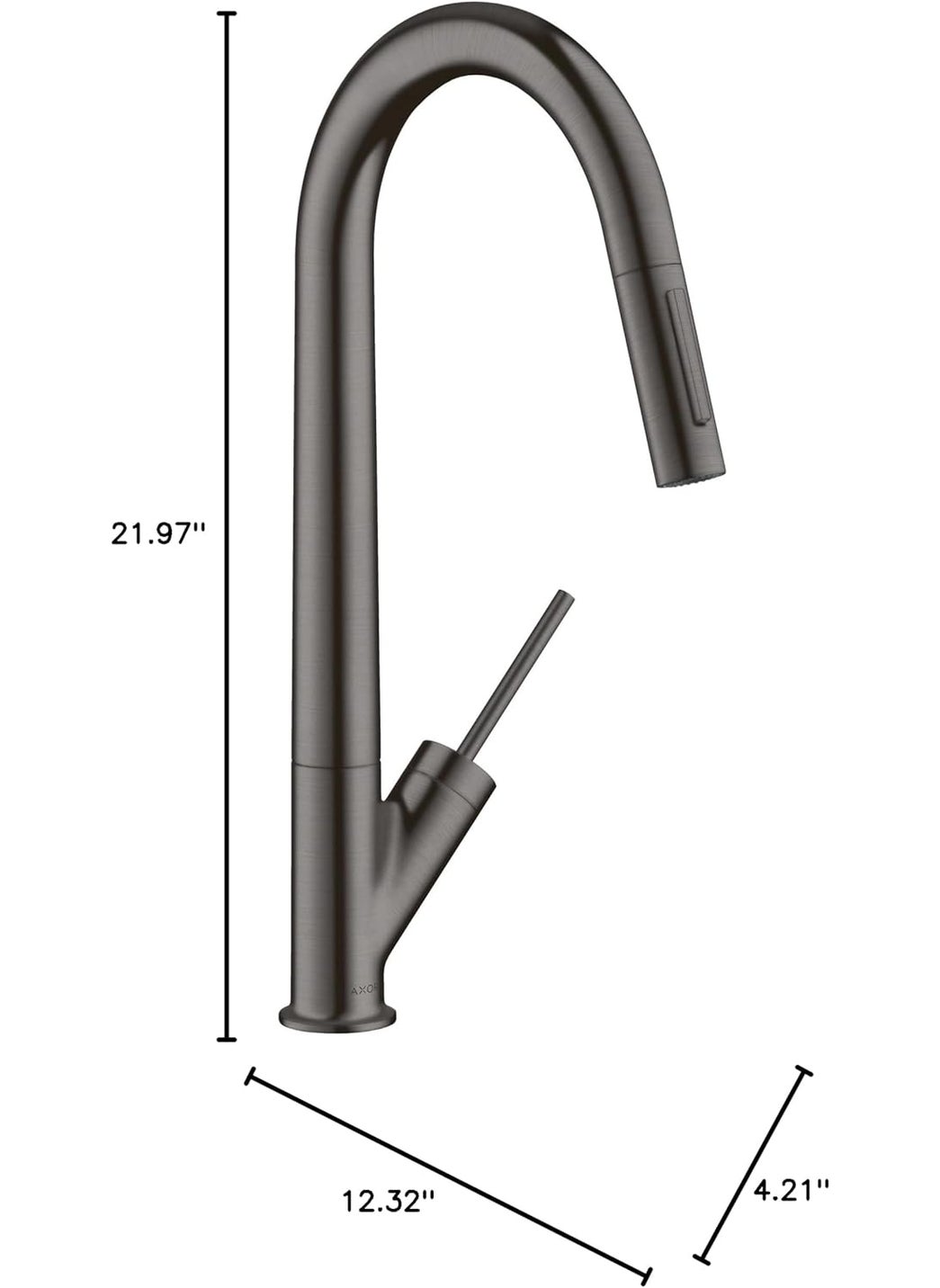 AXOR AXOR 10821341 Starck HighArc 2Spray Pull Brushed Black Chrome 175 GPM Kitchen Faucet  - Image 2