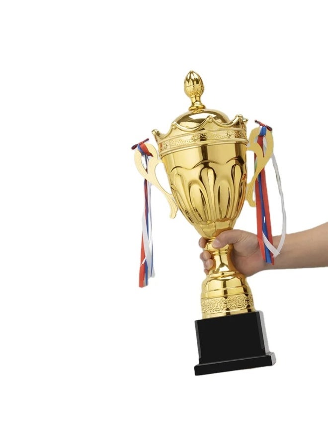 كأس مكافأة رياضي ذهبي بتصميم ملكي مع غطاء وتاج ، مناسب للبطولات والمسابقات الرياضية والمدرسية - Image 4