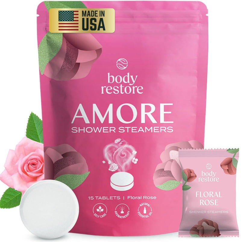 Body Restore Shower Steamers Aromatherapy 15 Pack  Easter Basket Stuffers Relaxation Birthday Gifts for Mom Dad Best Friend Travel Essentials Stress Relief Self Care  Amore