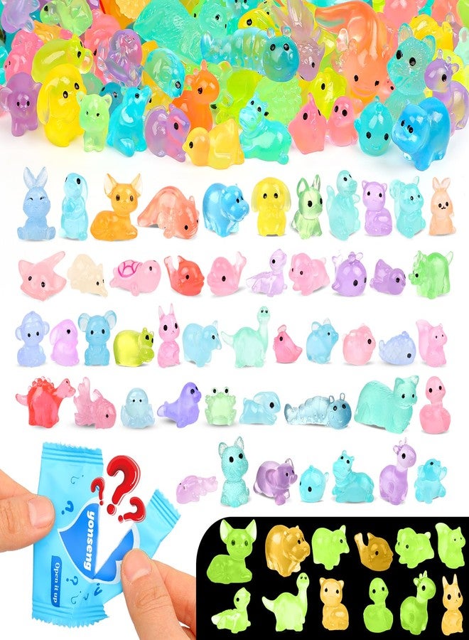 Yonseng 100 Pcs Mystery Bag Mini Resin Animals Glow in The Dark Blind Bag Party Favors Animal Resin Models for Fairy Garden Random Design - Image 1