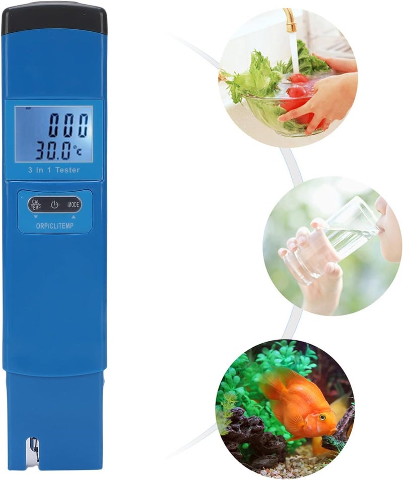 ORP Cl Temp Tester, Digital Pool Water Quality Meter, Multifunctional 3 - in - 1 Device with Backlit Display - Accurate Fast Measurement, Portable for Hot Tubs Spas and Aquariums - Image 1