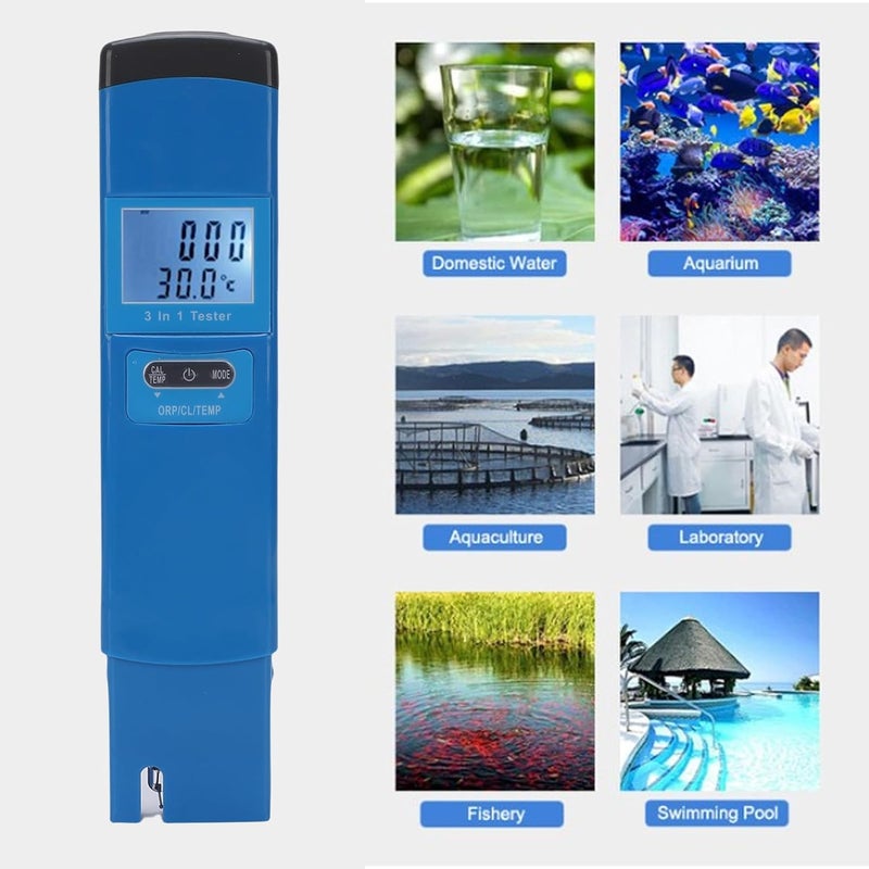 ORP Cl Temp Tester, Digital Pool Water Quality Meter, Multifunctional 3 - in - 1 Device with Backlit Display - Accurate Fast Measurement, Portable for Hot Tubs Spas and Aquariums - Image 2