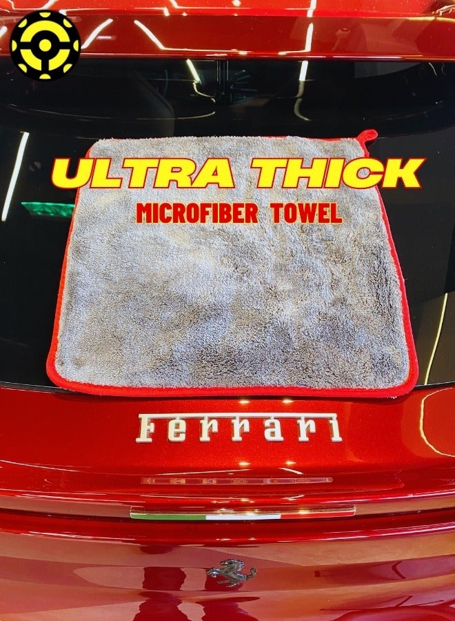 ايونك فوطة مايكروفايبر فائقة السماكة من ايونك – 1200 جرام لكل مترمربع – فائقة الامتصاص, بدون وبر و بدون خدوش – متعددة الاستخدامات – للسيارة و المنزل و المكتب – رمادى - (60*40سم) - Image 2