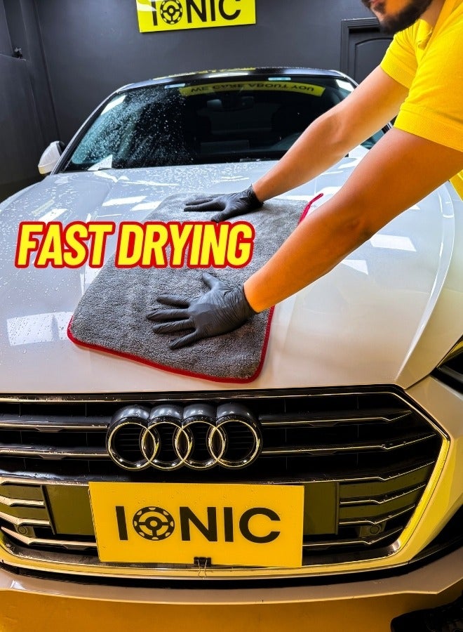 ايونك فوطة مايكروفايبر فائقة السماكة من ايونك – 1200 جرام لكل مترمربع – فائقة الامتصاص, بدون وبر و بدون خدوش – متعددة الاستخدامات – للسيارة و المنزل و المكتب – رمادى - (60*40سم) - Image 5