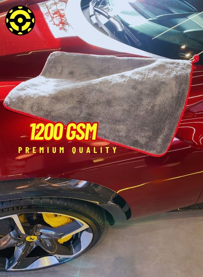 IONIC Ultra Thick Microfiber Towel – 1200 GSM – Super Absorbent, Lint-Free & Scratch-Free – Multi-Purpose for Car, Home & Office – Grey - (60*40cm) - Image 3