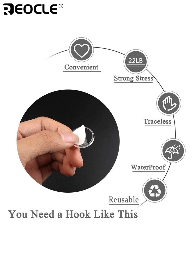 REOCLE 100PCS Self Adhesive Hooks with Hanging Rings Heavy Duty Wall Hooks Without Drilling Clear Stick On Hooks for Kitchen Bathroom Wall Door Ceiling to Hang Towels Clothes and Decorations - Image 3