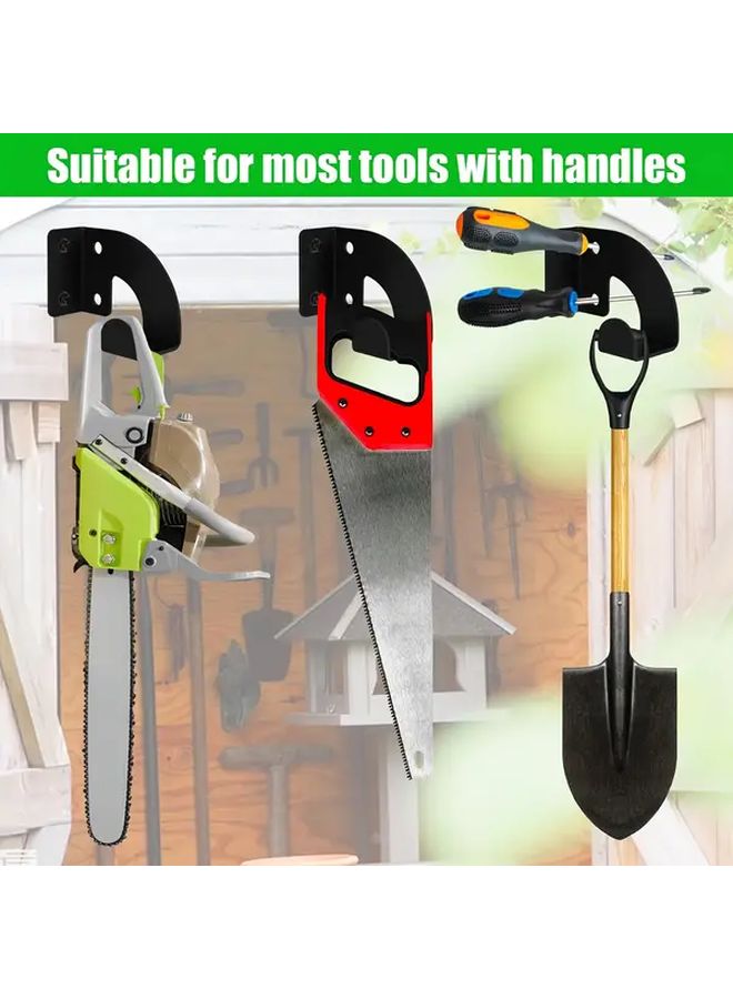 Black Metal Wall Mounted Saw Hanger 2 Pack Garden Garage Tool Storage Organizer - Image 4