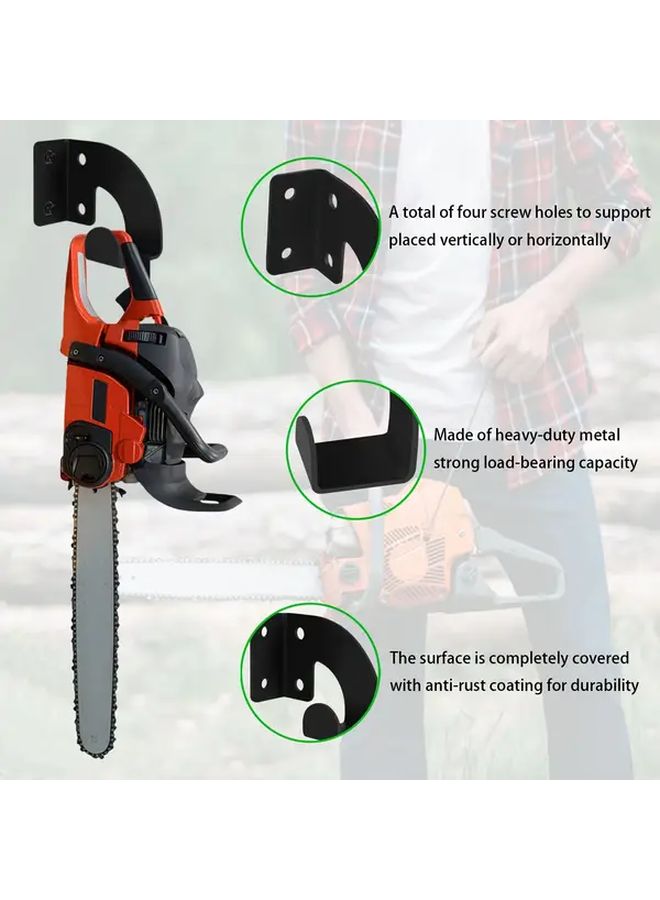 Black Metal Wall Mounted Saw Hanger 2 Pack Garden Garage Tool Storage Organizer - Image 2