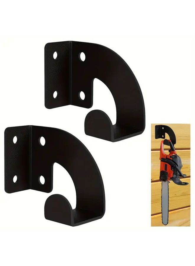 Black Metal Wall Mounted Saw Hanger 2 Pack Garden Garage Tool Storage Organizer - Image 1
