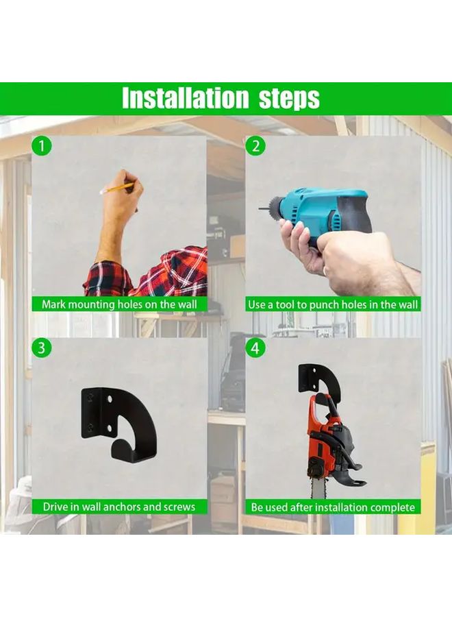 Black Metal Wall Mounted Saw Hanger 2 Pack Garden Garage Tool Storage Organizer - Image 5