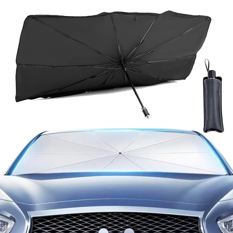 NASHRIO Automotive Front Window Sunshades 7Layer Insulation Design Car Windshield Sun Shade Umbrella Protection Dashboard Block UV Rays  Foldable Retractable Visor UPF 50 57 * 31 Inches