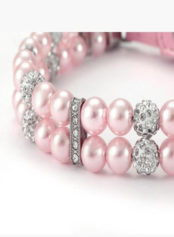 Weimostar Pearl Dog Collars for Small Dogs, Bling Rhinestone Cat Necklace Cute Crystal Puppy Collars for Small Medium Female Dogs Girl Kitten, Diamond Pet Jewel for Wedding Birthday Party Gift, Pink XXS - Image 5