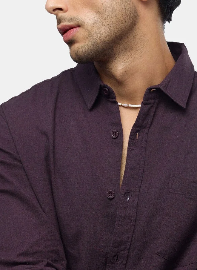 ذا سوليد ستور The Souled Store Men Solid Purple Regular Fit Shirt