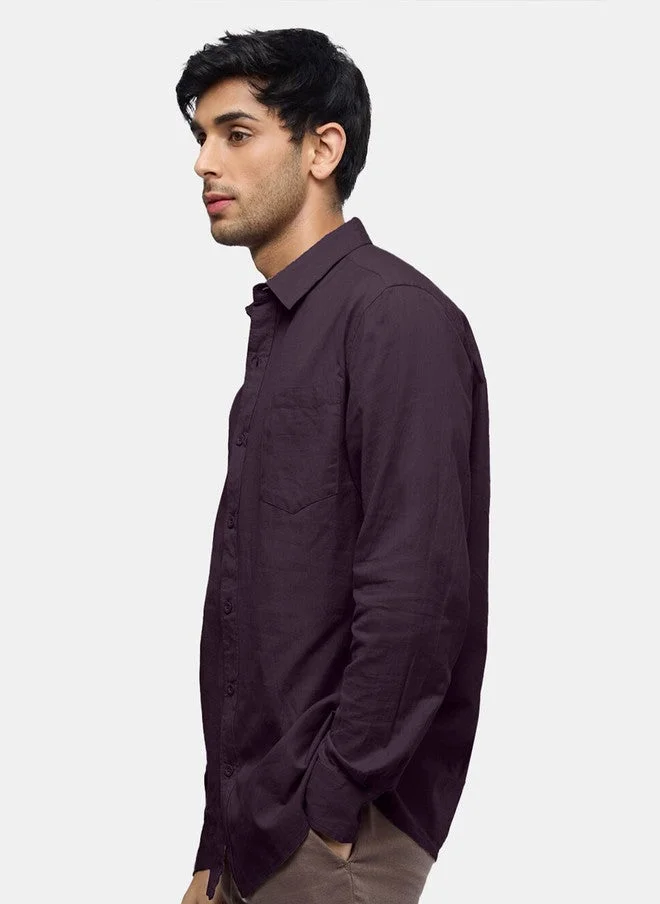 The Souled Store  The Souled Store Men Solid Purple Regular Fit Shirt  | Best Price UAE