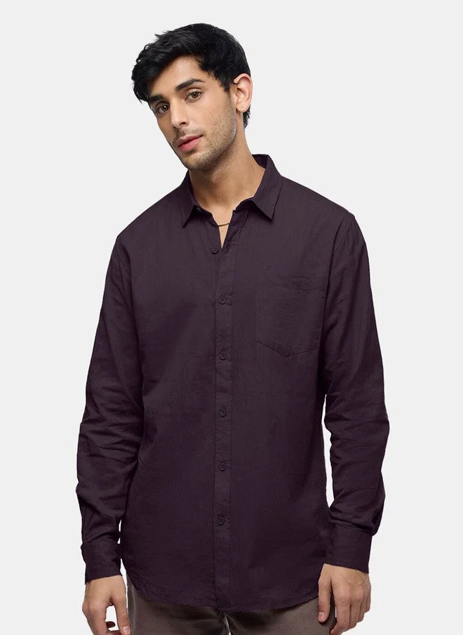 ذا سوليد ستور The Souled Store Men Solid Purple Regular Fit Shirt