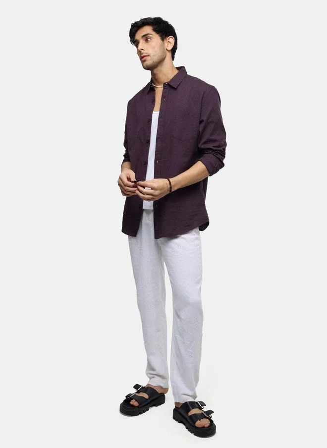 The Souled Store  The Souled Store Men Solid Purple Regular Fit Shirt  | Best Price UAE