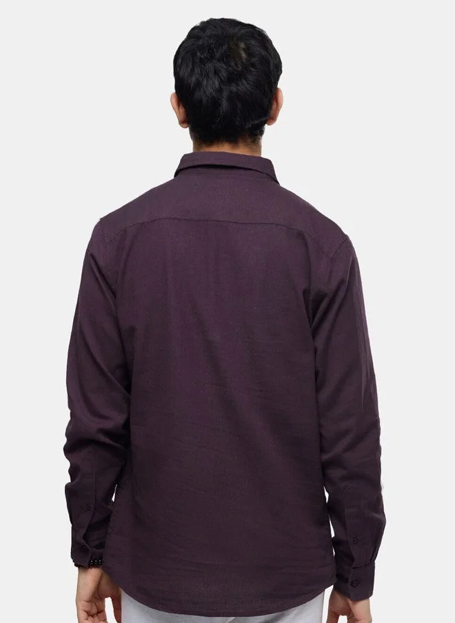 The Souled Store  The Souled Store Men Solid Purple Regular Fit Shirt  | Best Price UAE