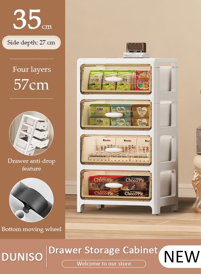 DUNISO 4-Tier Vertical Storage Cabinets With Drawers, Large Capacity Organizer, Waterproof Design Floor Cabinet, Plastic Drawers Storage Cabinet for Home Office,Multifunctional Organizer for Bedroom, Bathroom, Kitchen - Image 1