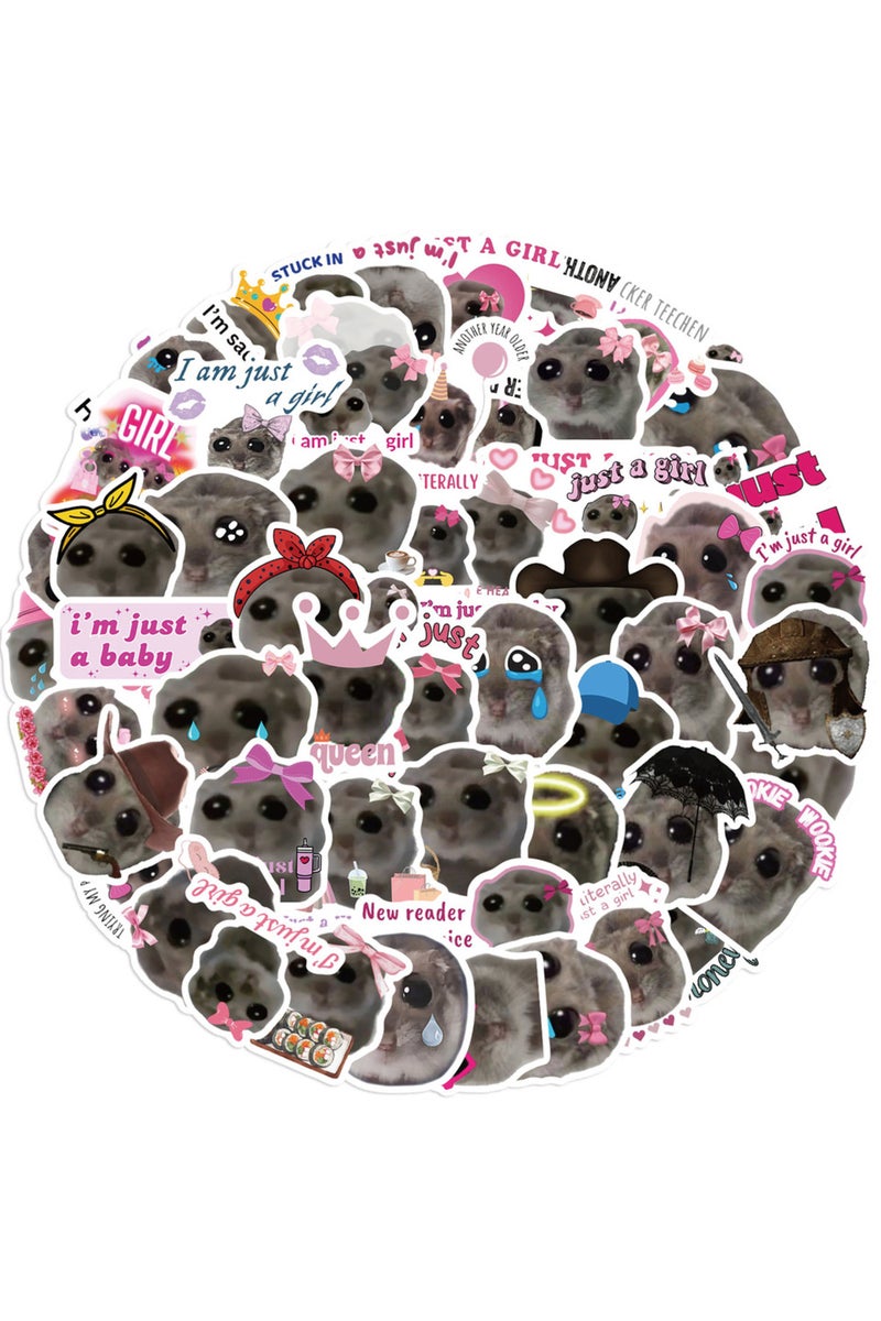 56pcs 56Pcs I'm Just A Girl Sticker Funny Hamster Meme Sad Cute Stickers for Kids, Aesthetic Waterpr
