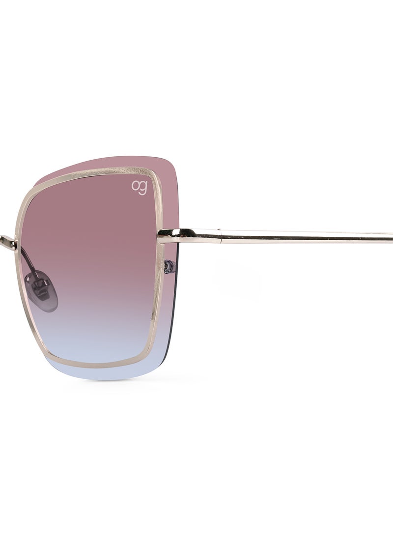 ووجلز نظارة شمسية نسائية مربعة بحماية من الأشعة فوق البنفسجية بتدرج لوني بنفسجي أنيق - Image 2