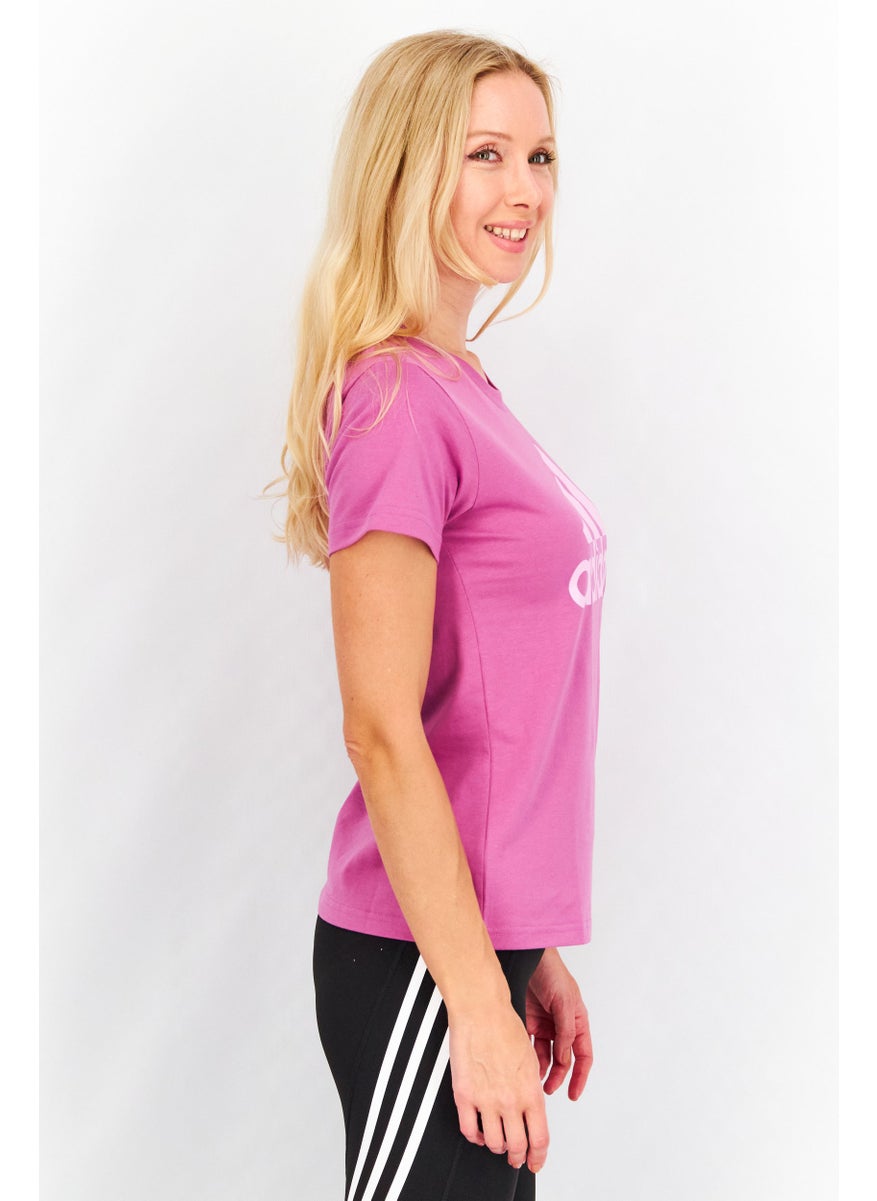 Adidas - Women Sportswear Fit Short Sleeves Brand Logo Tee, Pink - Image 1