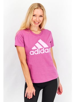 Women Sportswear Fit Short Sleeves Brand Logo Tee, Pink