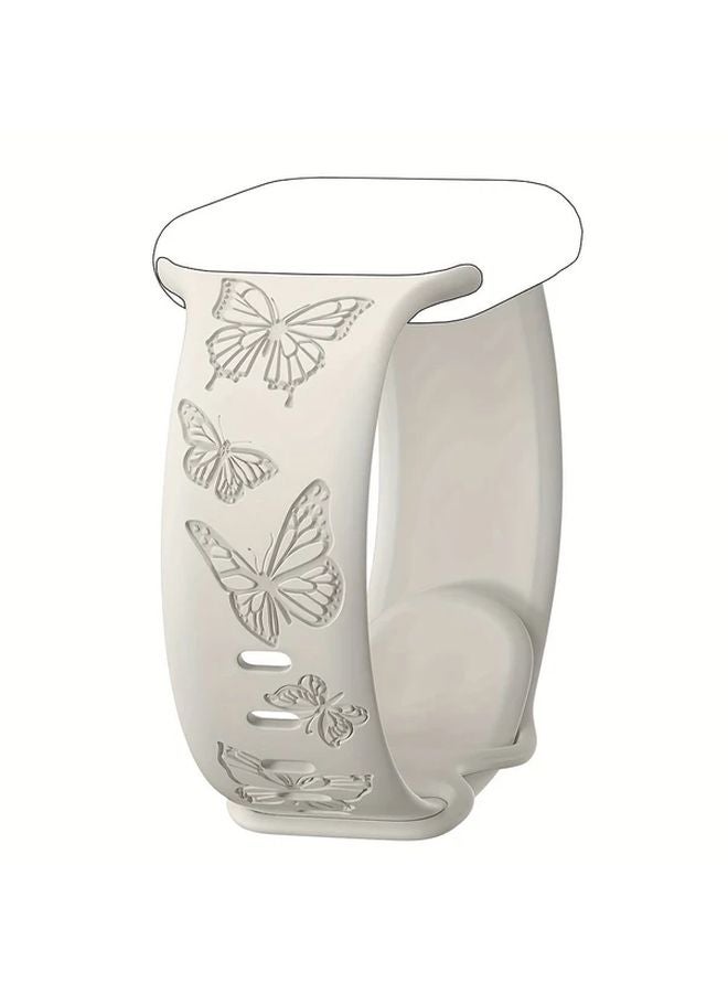 Purple Butterfly Engraved Silicone Band For IWatch 45mm 44mm 42mm Series SE - Image 4