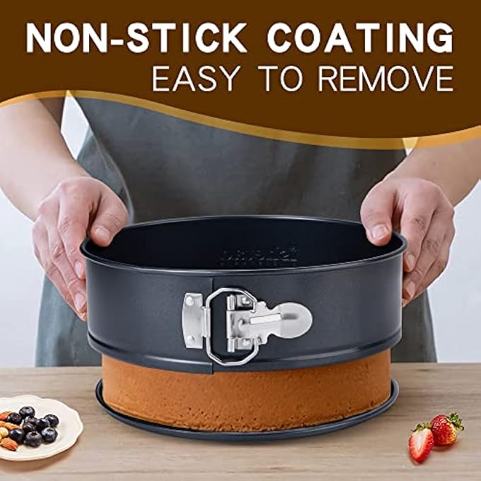 Pistol 229cm9 inch Cake Pan Set for Baking NonStick Springform Pan Round Cake Pan Cheesecake Pan LeakProof Cake Baking Pans with Removable Bottom - Image 5