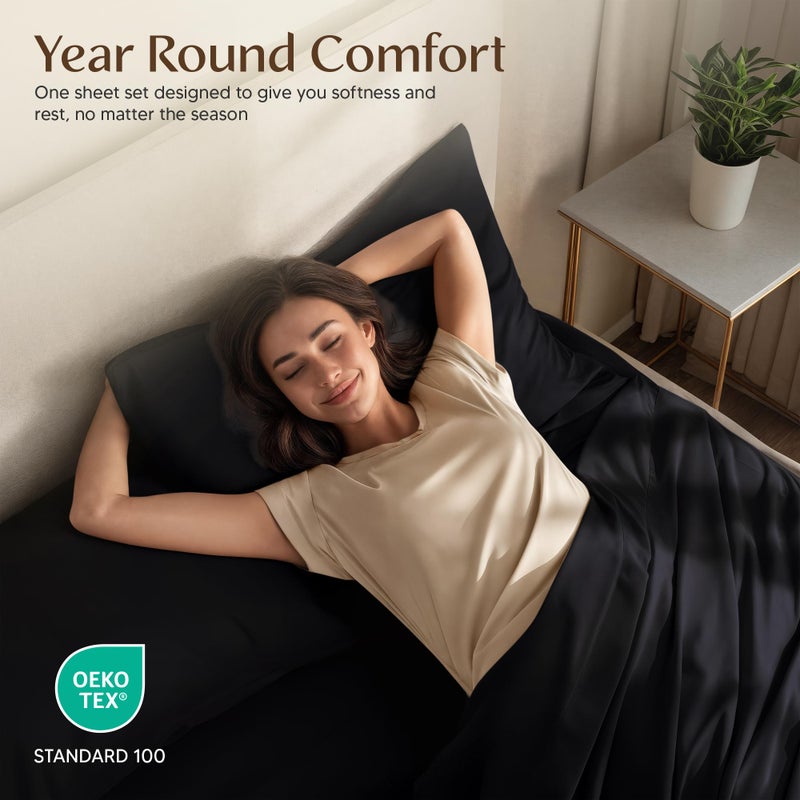 Utopia Bedding Queen Sheet Set â€“ 4 Piece Bed Sheets for Queen Size Bed, Soft and Breathable Microfiber, Includes 1 Fitted Sheet, 1 Flat Sheet and 2 Pillowcases (Black) - Image 3