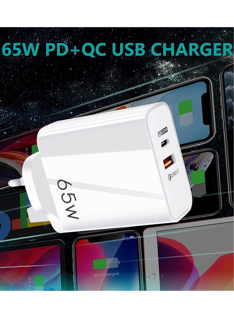 USB C Plug,Charger Type C 65W USB C Fast iphone Charger,PD3.0 Type C Super Fast Charger Wall Plug,Dual Port USB Plug Charger for iPhone, Cell Phones, Mobile Power Bank,iPad,Tablets, Headphones,etc - Image 1