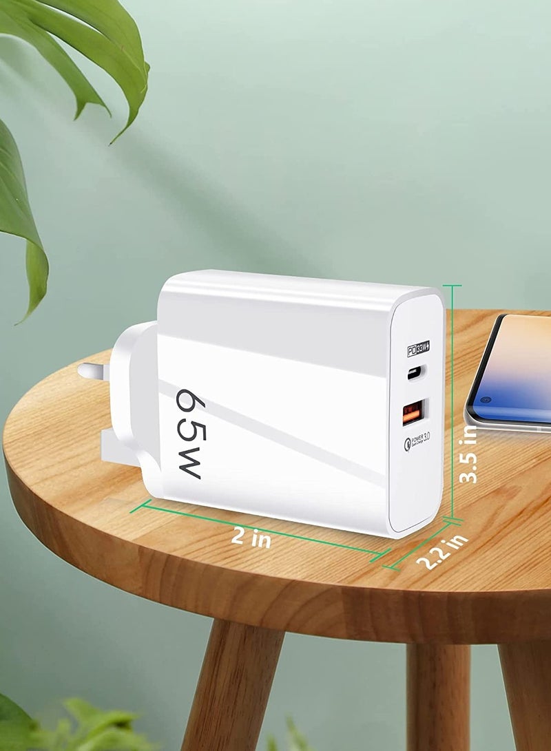 USB C Plug,Charger Type C 65W USB C Fast iphone Charger,PD3.0 Type C Super Fast Charger Wall Plug,Dual Port USB Plug Charger for iPhone, Cell Phones, Mobile Power Bank,iPad,Tablets, Headphones,etc - Image 2