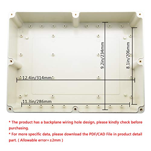 LeMotech Waterproof Dustproof IP65 ABS Plastic Junction Box Universal Electric Project Enclosure Pale Gray 12.6 x 9.45 x 4.33 inch (320 x 240 x 110 mm) - Image 5