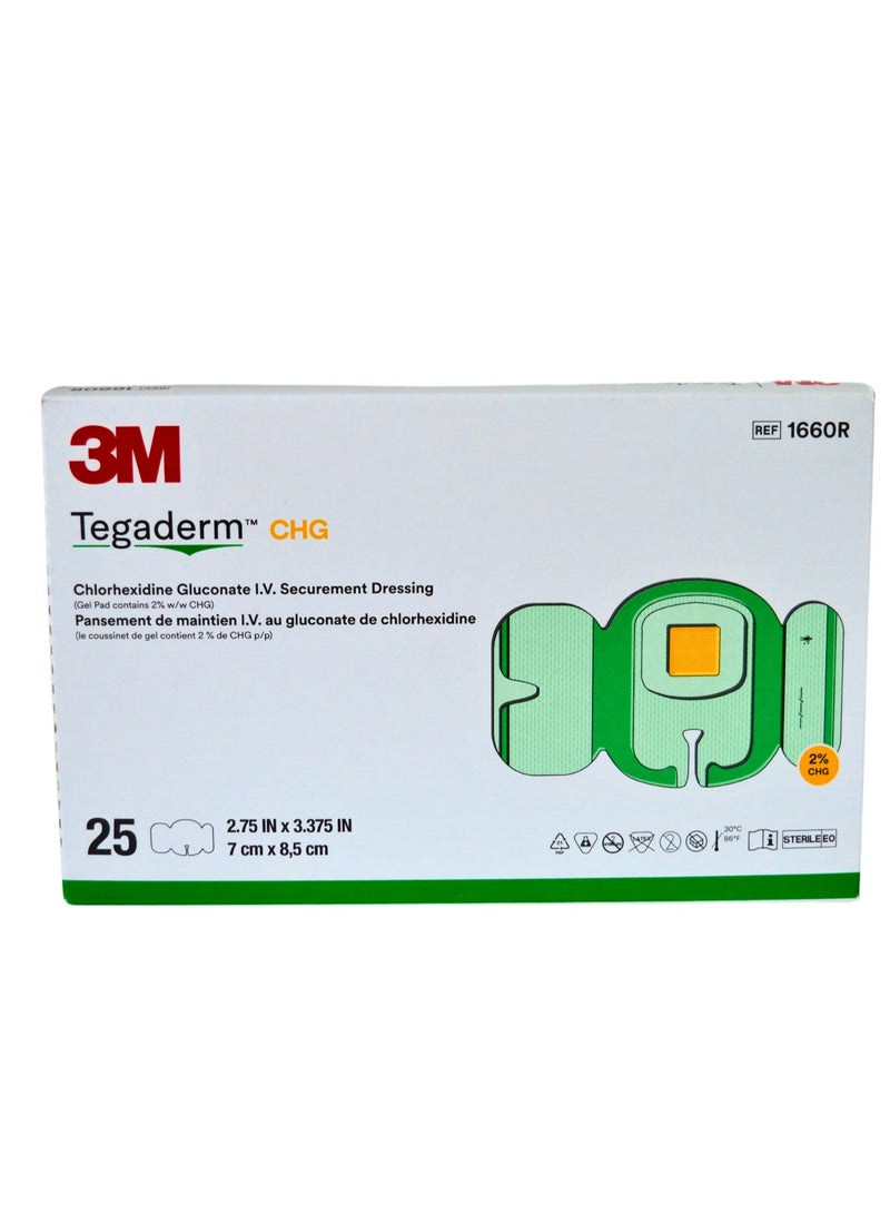 ثري ام قطعة واحدة  فقط  من 3M تيجاديرم CHG كلورهيكسيدين غلوكونات IV. ضمادة تأمين، 16605R HG 7 × 8.5 سم، 3M - Image 1