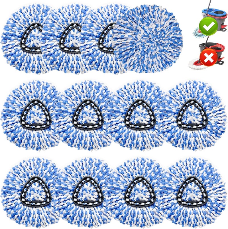 High-PQ 12 Packs Spin Mop Replacement Head, Only Fit for RinseClean 2-Tank System, Microfiber Spin Mop Refill Head Replacement Easy Wring Mop,Spinning Mop Replace Head for Floor Cleaning - Image 1