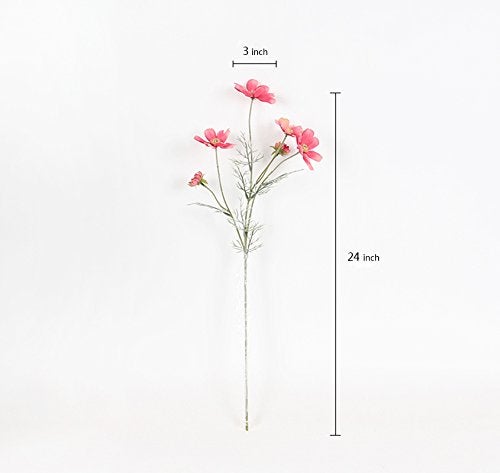 Artfen 6 Pcs Artificial Calliopsis Flowers Fake Silk Flower Table Kitchen Home Garden Party Wedding Decoration Approx 24'' High Classic Pink No Vase - Image 2