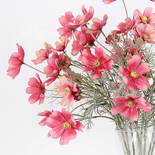 Artfen 6 Pcs Artificial Calliopsis Flowers Fake Silk Flower Table Kitchen Home Garden Party Wedding Decoration Approx 24'' High Classic Pink No Vase - Image 3