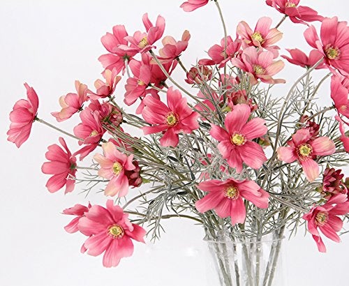 Artfen 6 Pcs Artificial Calliopsis Flowers Fake Silk Flower Table Kitchen Home Garden Party Wedding Decoration Approx 24'' High Classic Pink No Vase - Image 5