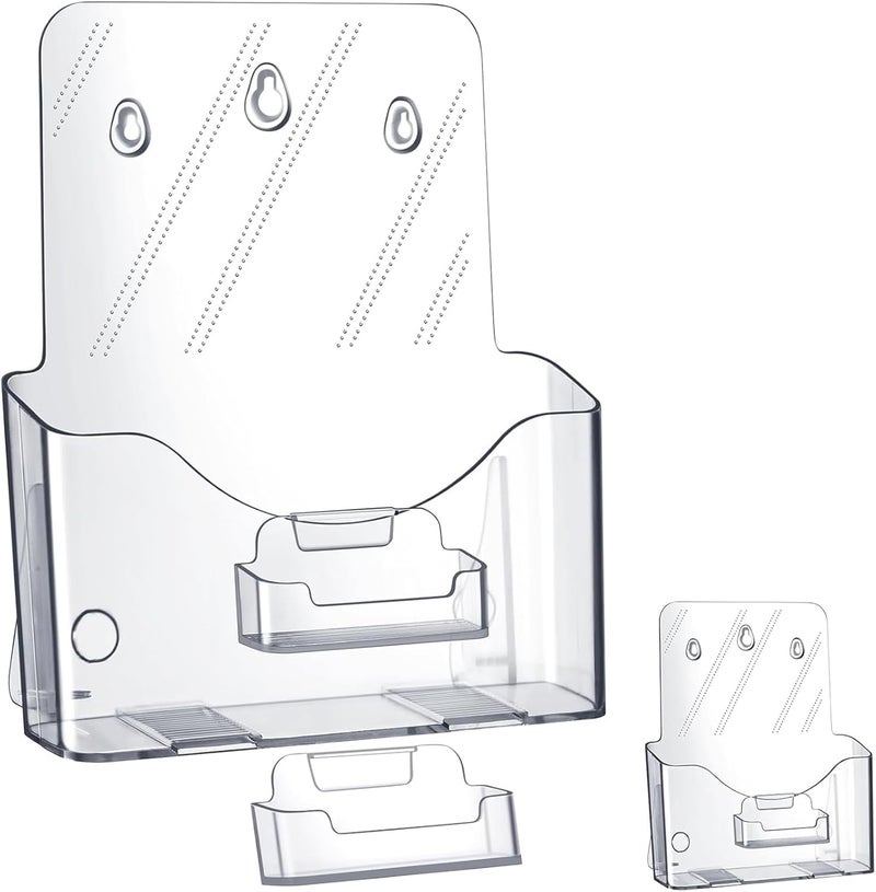 Al Raied ARS® 2 Set Acrylic Brochure Holder with Removable Card Slot – 8.5x11 Inch Clear Flyer & Magazine Display Stand - Image 1