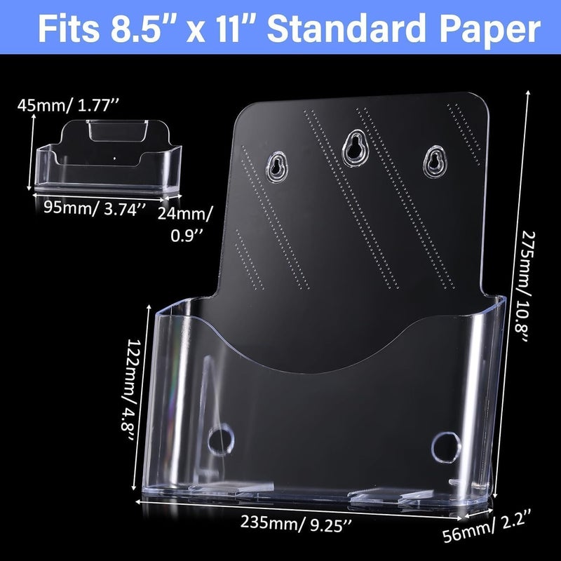 Al Raied ARS® 2 Set Acrylic Brochure Holder with Removable Card Slot – 8.5x11 Inch Clear Flyer & Magazine Display Stand - Image 3