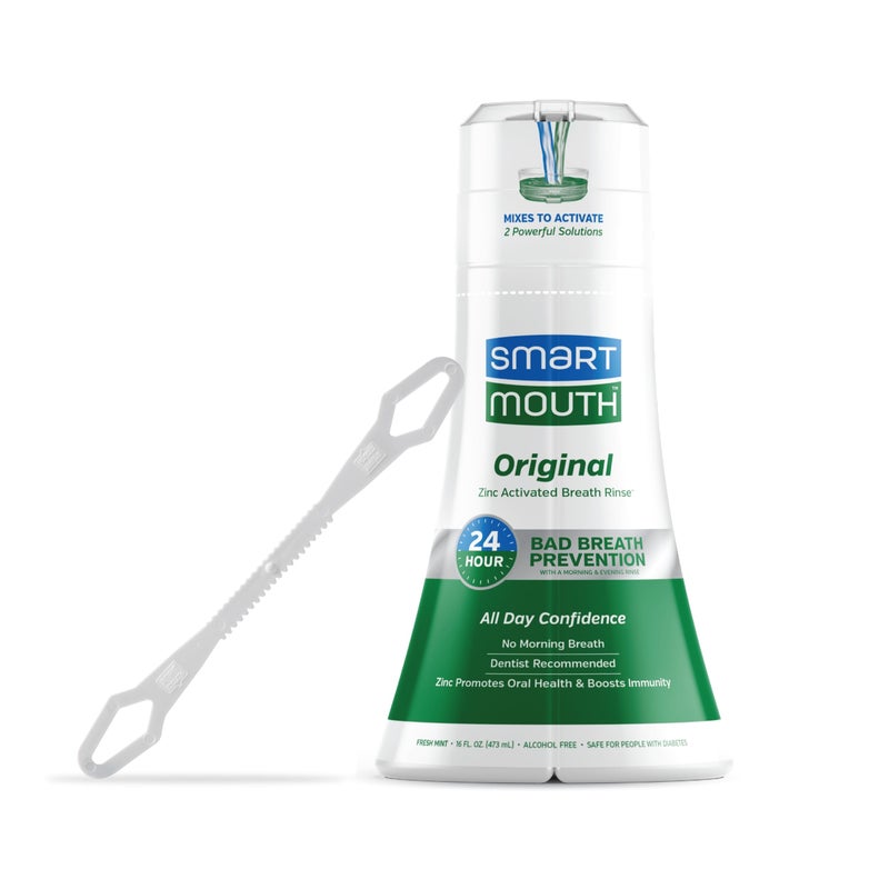 SmartMouth Original Activated Mouthwash & Tongue Cleaner, Bad Breath Support, Mint