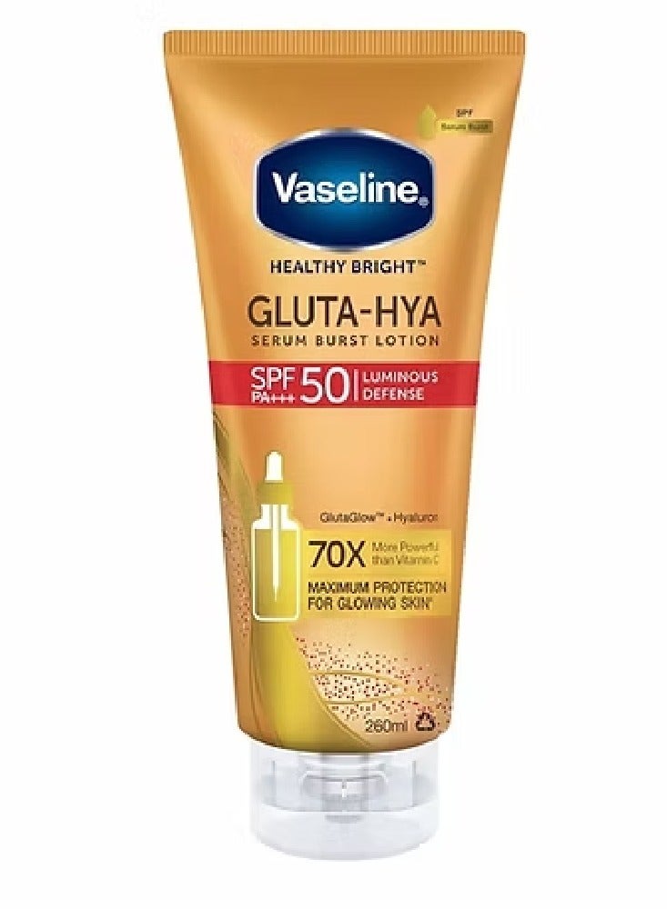 فازلين لوشن جلوتا هيا معزز بالسيروم مع عامل حماية من اشعة الشمس SPF50 لأقصى حماية وبشرة مشرقة - 180 مل - Image 2