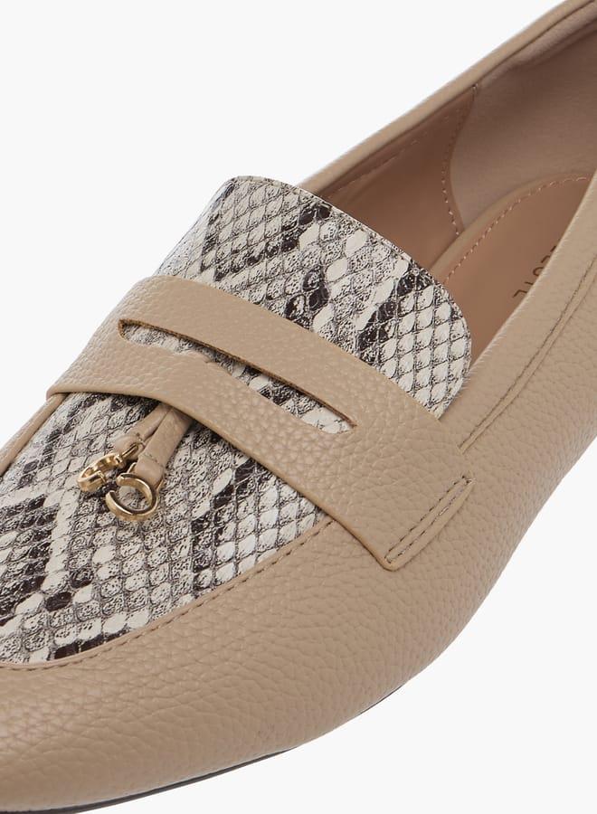 Celeste Women's Solid Slip-On Loafers with Charm Detail - Image 4