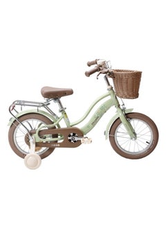 Star Kids 14 Inch Kids Bike for Boys and Girls with Basket, Training Wheels and Rear Rack (Light Green) 