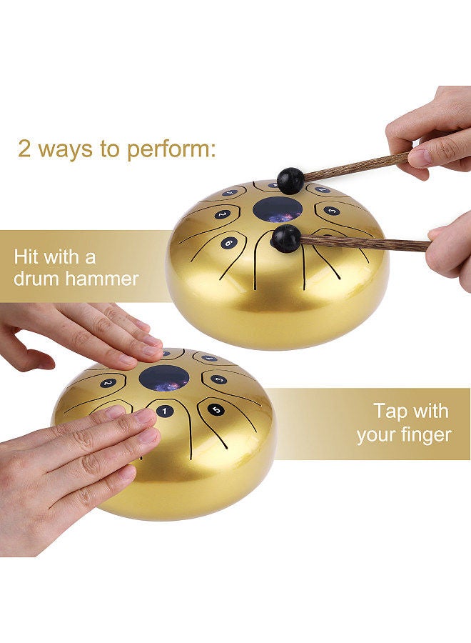 Generic 5.5 Inches Mini Steel Tongue Drum 8 Notes C-Key Handpan Drum Steel Pocket Drum Percussion Instrument with Mallets Carry Bag for Meditation Yoga Zazen Musical Education - Image 4