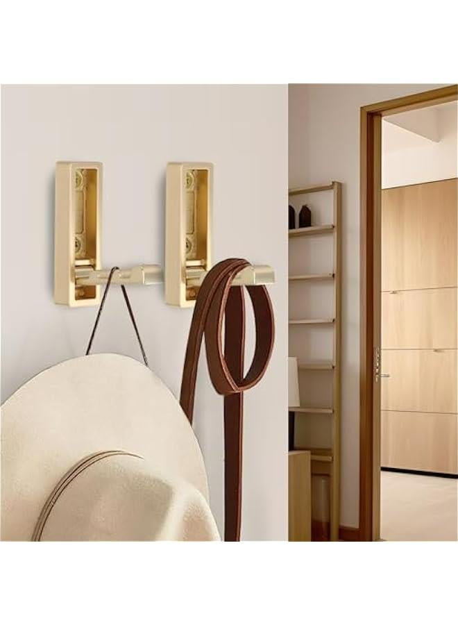 خطافات حائطية مقابلة للطي، مجموعة من 4 خطافات ل المعاطف والمناشف، قوية مزودة بأجهزة تثبيت، متينة وذهبية المظهر (4، ذهبي مصقول) - Image 5