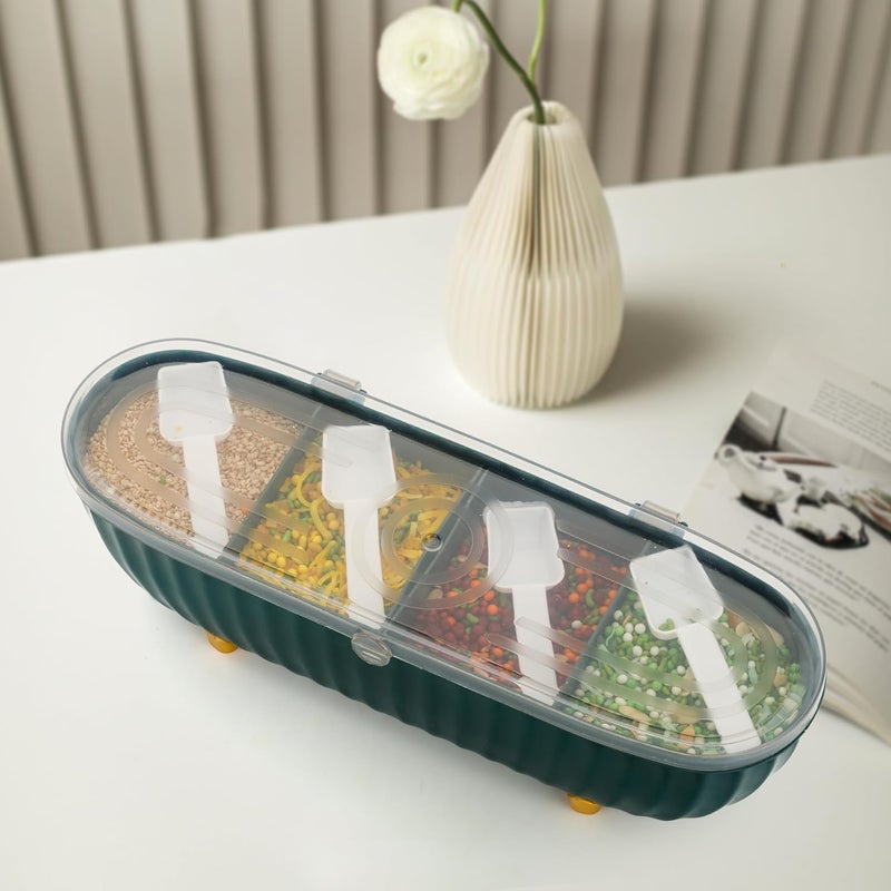 GOPAD GOPAD 4 Compartments Seasoning Box with Lid Seasoning Storage Box Container Seasoning Box with Cover and Serving Spoons Kitchen Condiment Jars Plastic Seasoning Box Set MultiColor 1 Pcs  - Image 5