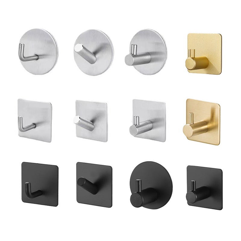 304 Stainless Steel Strong Adhesive Hook Non-Perforated Seamless Single Hook Bathroom Kitchen Door Rear Metal Coat Hook - Image 2