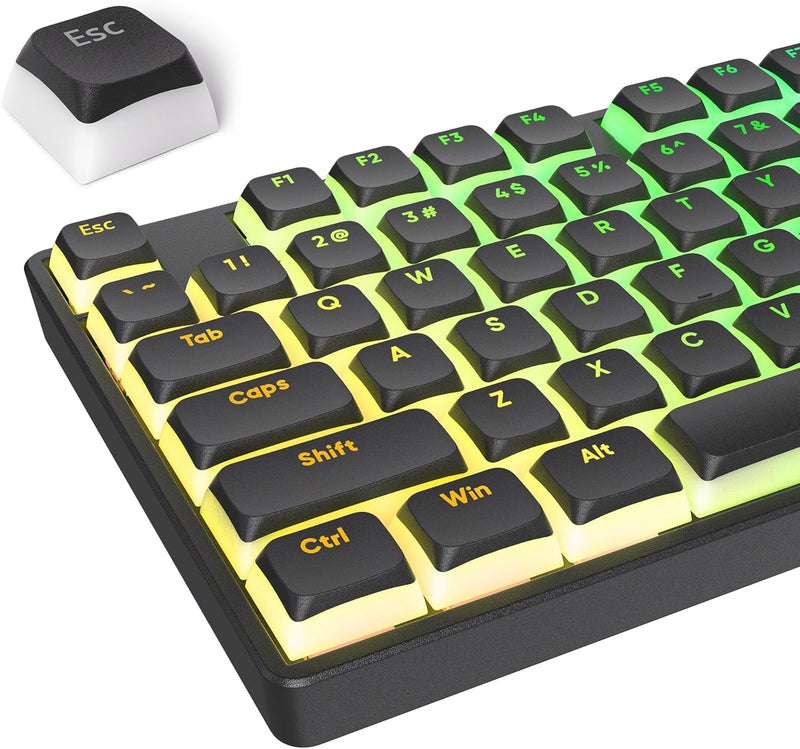 surmen Pudding Keycaps Double Shot PBT Keycaps XDA Profile Translucent Layer Replacement for Full Size, TKL, 75%, 60% Layouts(Black) - Image 1